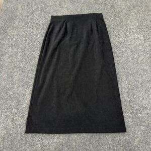 Joanna Skirt Womens 12 Black Polyester Spandex Stretch Back Slit Midi Classic